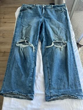 torrid Light Blue Distressed Wide Leg Jeans